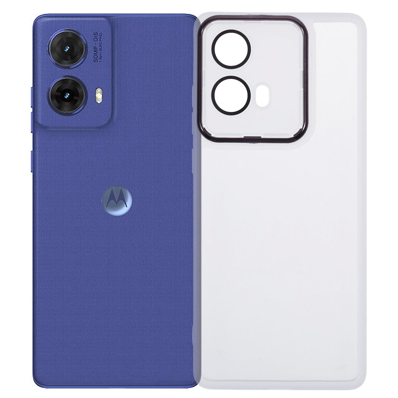

DKSM Series For Motorola Moto G85 5G/S50 Neo 5G Case Electroplated Camera Frame TPU Phone Cover Transparent White