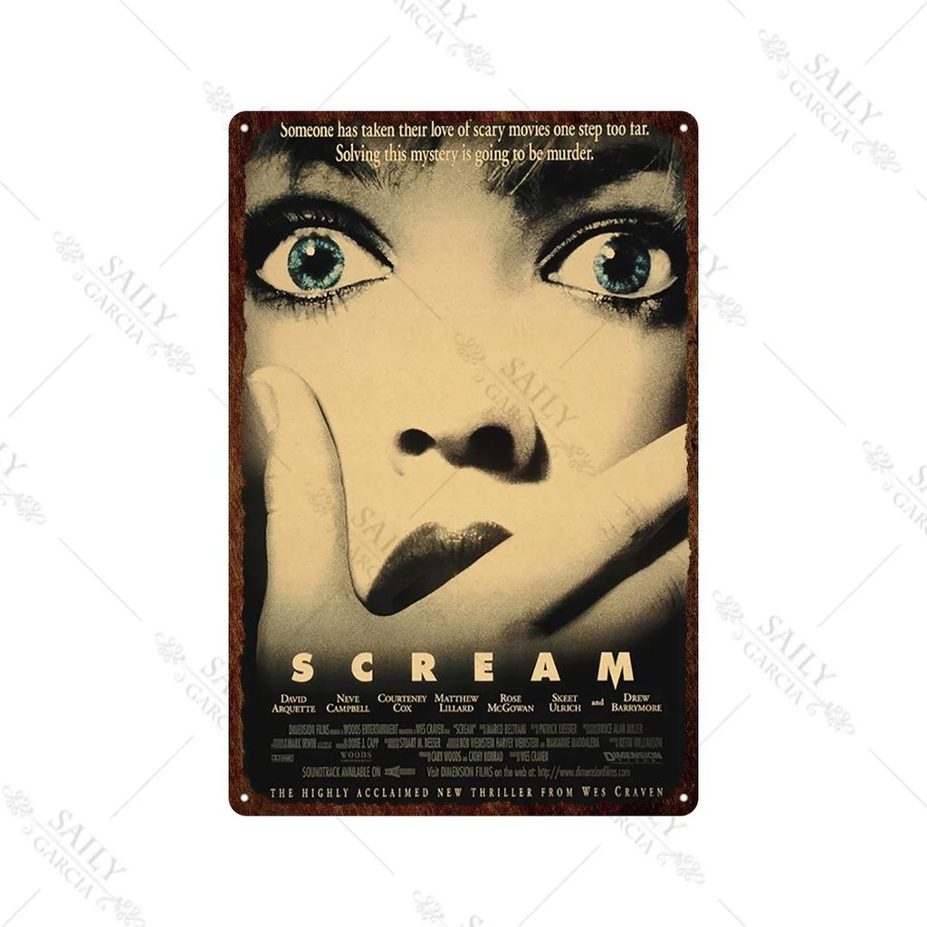 Scream Dead Horror Film Metal Tin Sign Posters Movies American Wall Art Metal Plates Man Cave Pub Bar Sign Metal Decor Plaques