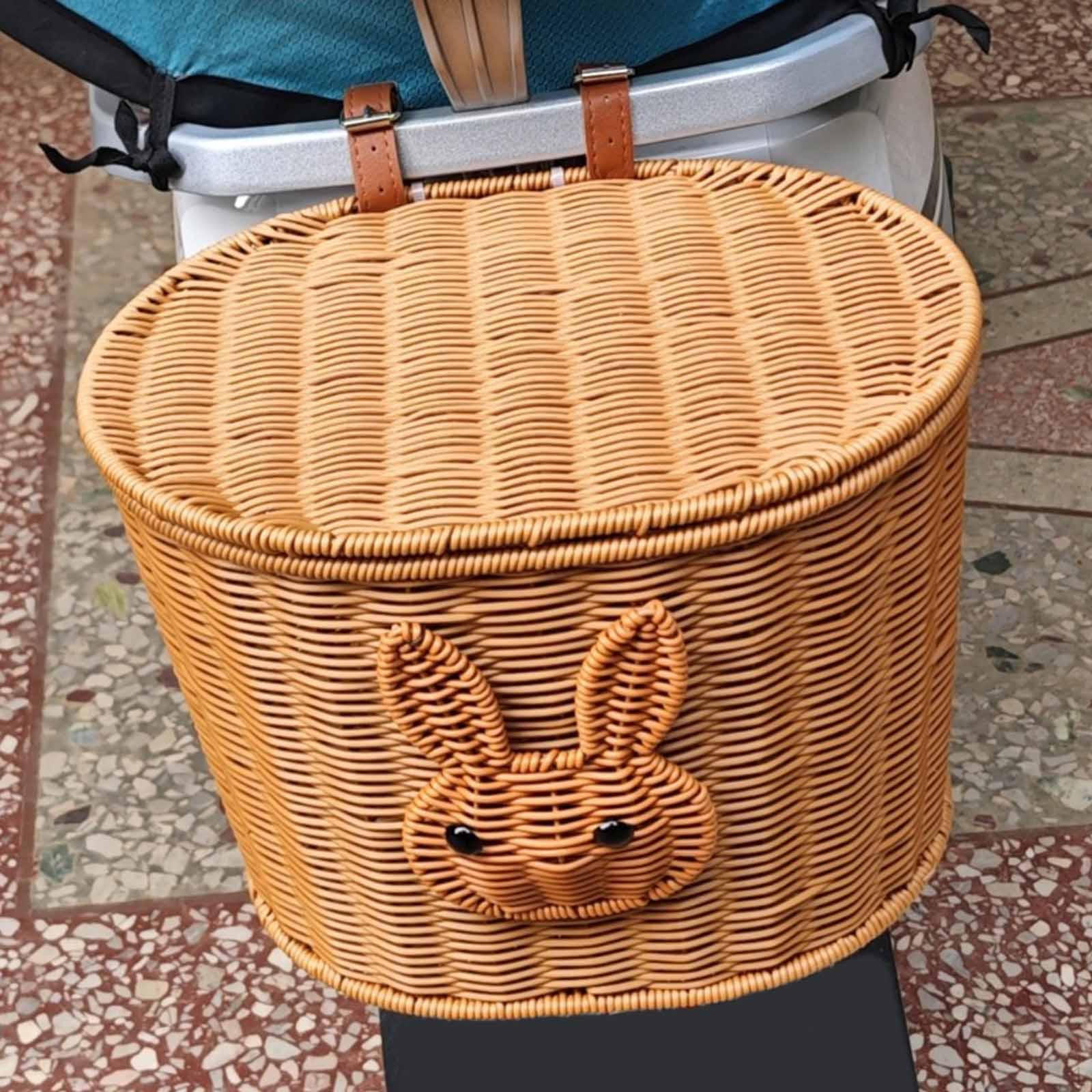 

Bike Basket Rear Cargo Storage Organizer with Lid Portable Handlebar Carrier PP Material Suitable коричневый