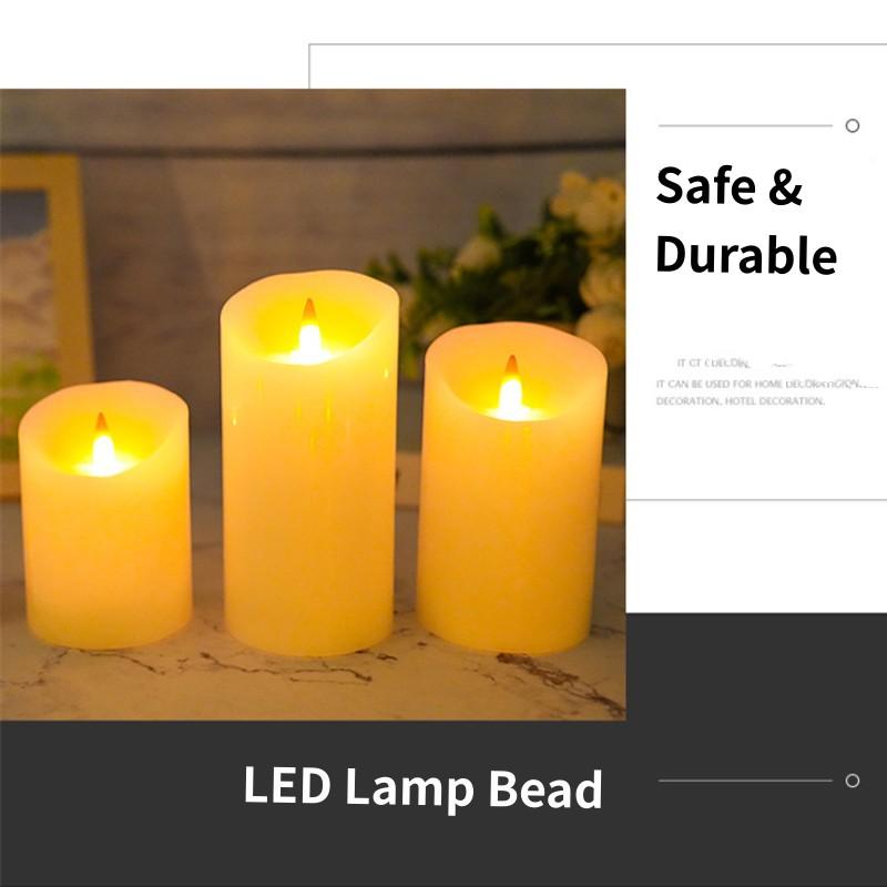 3-Pack Remote Control Electronic Candle Romantic Birthday Confession Proposal Decoration LED Light Paraffin Glass LED Candle