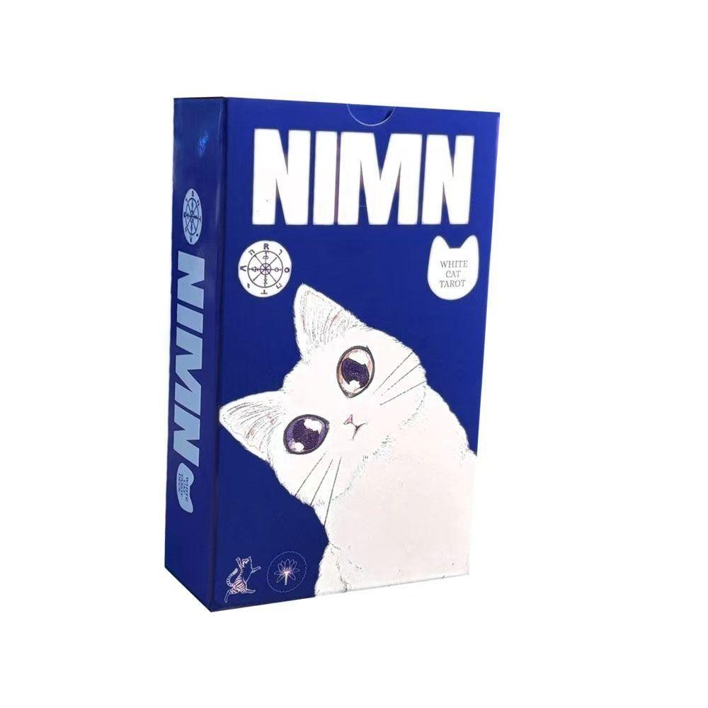 NIMN White Cat Tarot for Cat Lovers, Cute 78-Card Tarot Deck, 10.3*6cm Whimsical Watercolor Feline Kawaii Tarot