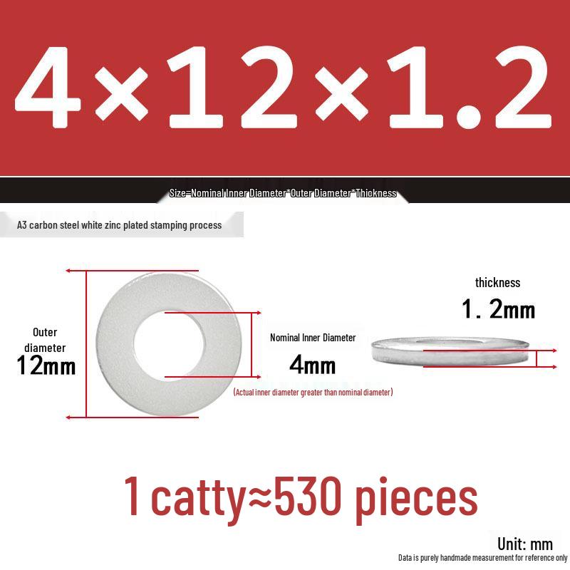 Extra Thick Galvanized Iron Flat Washer, Round, M3-M62