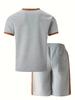 Men's Casual Solid Color Round Neck T-shirt and Short Sleeve Suit – Summer Sports Style 2025