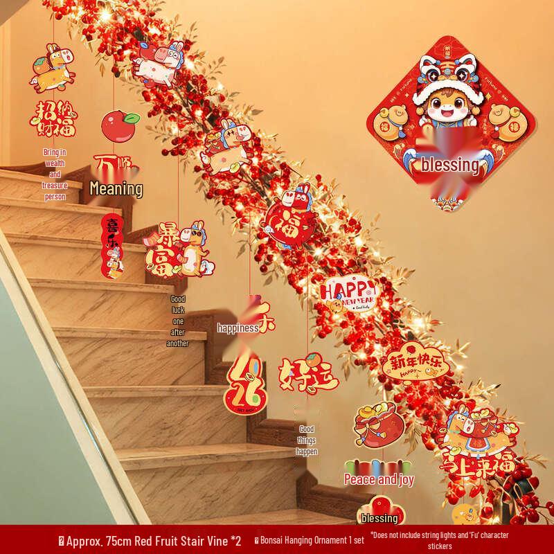 Handun Festive Red Berry & Joy Ornament Set