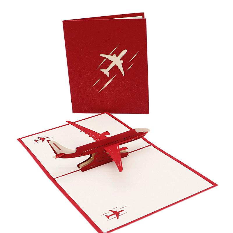 3D Pop UP Card Birthday Greeting Invitation Card Party Favors Laser Cut Gifts Airplane Miniatures Postcard Envelopes TMZ