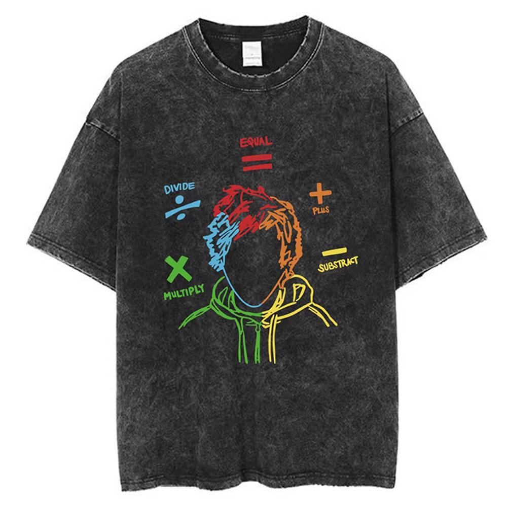 Washed Vintage Ed Sheeran Play Graphic Tshirt Men Women Hip Hop Fashion Pop Music T Shirts Mens Gothic Oversized Streetwear