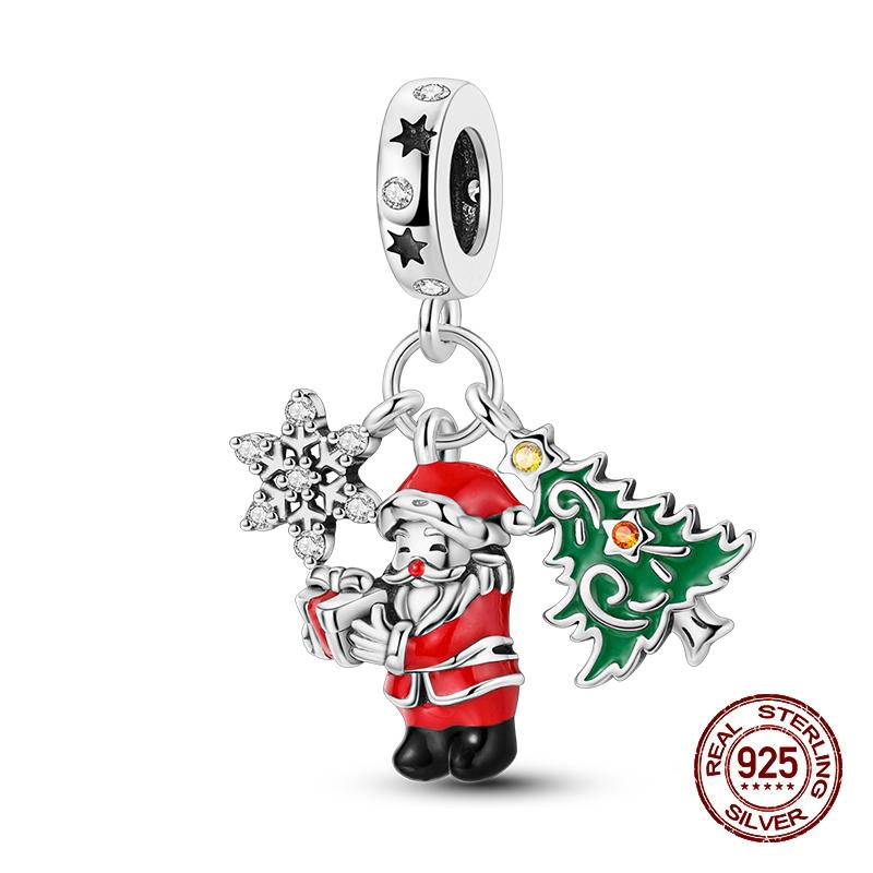 Winter Charms Copper Elk Bear Santa Claus Charms Beads Fit Original Bracelets For Women Diy Festival Jewelry Gifts