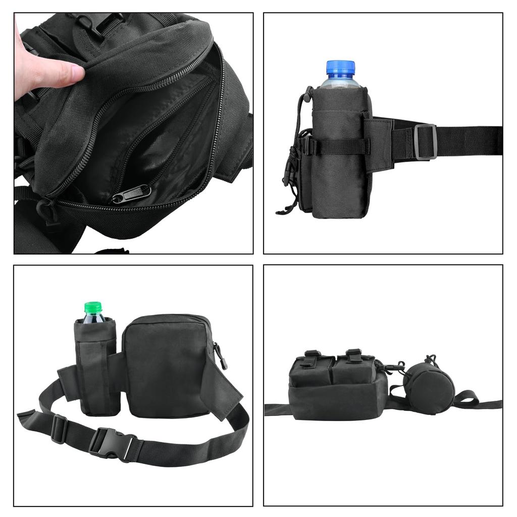 Azarxis Multifunctional Waist Shoulder Military Bag with Water Bottle Molle Small Item Water Bottle Waist Outdoor Bag, Bag, Style, 2-Way Pouch, Pouch,