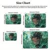 Anime Swordsman Area Rug, Green Water Wave Theme  Floor Mat, Decorative Carpet for Gaming Room Bedroom, Washable Home Decor Gift