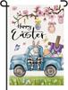 Easter Garden Ag 12x18 Small Double Sided Happy Easter Yard Sign with Blue Truck Bunny Cross and Spring Eggs, Outdoor Porc GGO