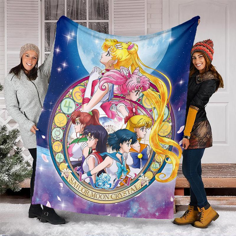 Moonlight Princesses Print Flannel Blanket, Soft Warm Lightweight Throw Blanket for living Room,Sofa Bed Camping office
