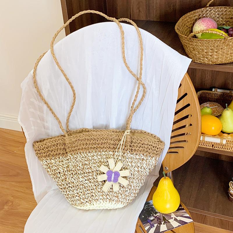 Small fresh flower straw bag new niche gradually straw bag woven bag vacation beach bag fashion shoulder bag