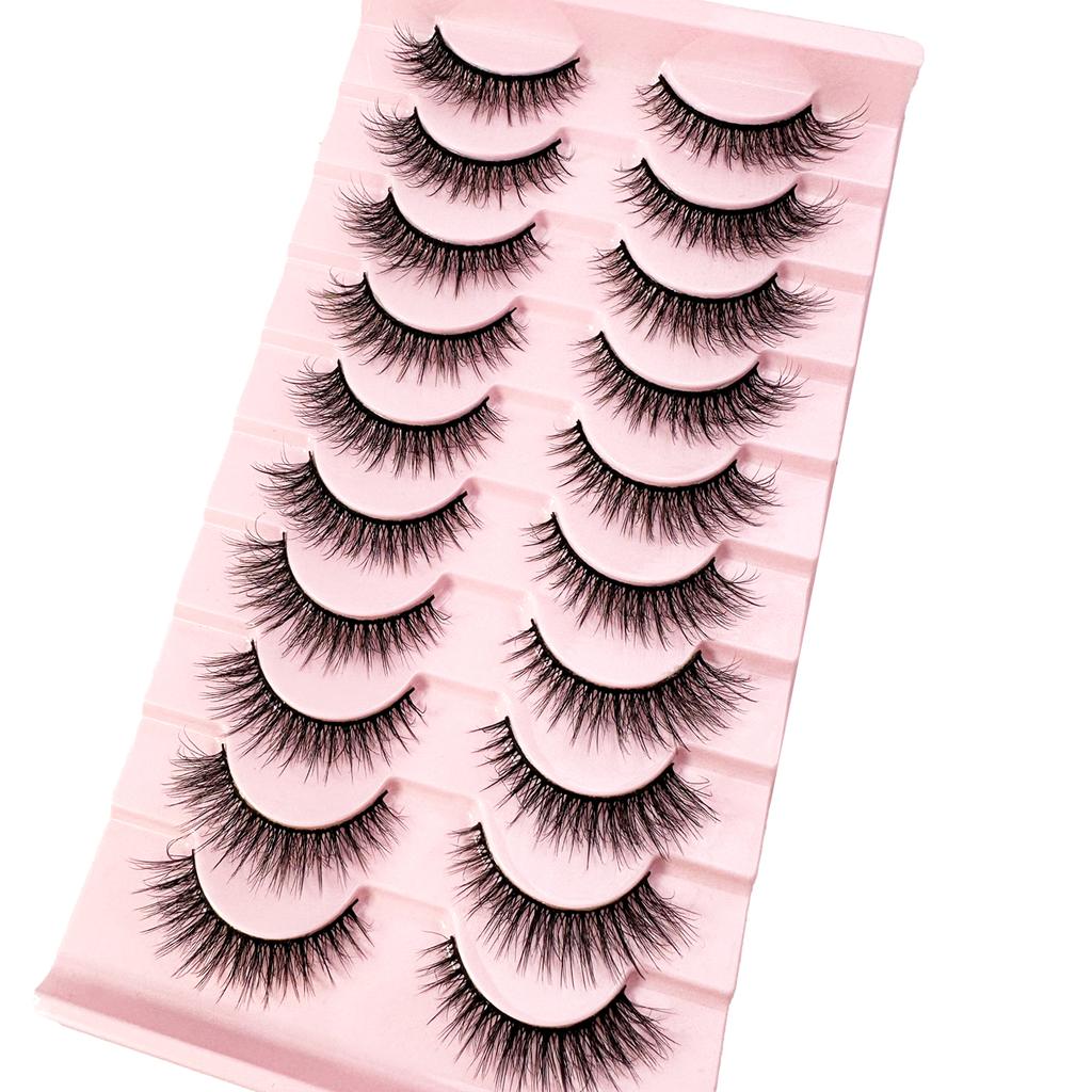 New 10 Pairs Of Natural Full False Eyelashes,Thick Curling Fluffy Eyelashes For Party Use Manga Eyelashes, Travel Essentials