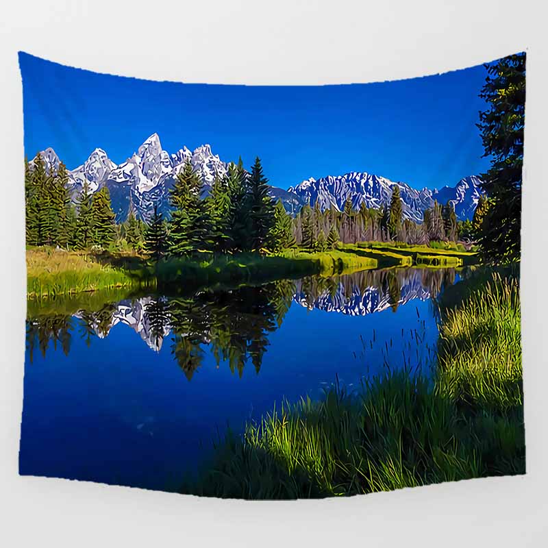 Home Decor Aesthetic Landscape Art Print Polyester Tapestry Wall Hanging Bedroom Living Room Background Fabric tapiz