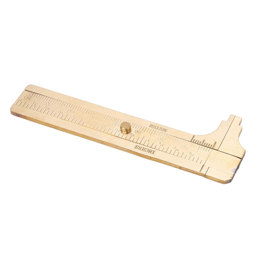 Vernier Caliper Brass Metric Inch Dual Scales Retro Style Measuring Tool for Repair 80mm Scale