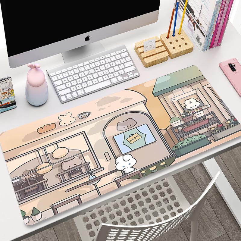 Kawaii Mousepad XXL Custom Home Computer Keyboard Desk Pad Green Plant Desk Mats Laptop Anti-slip Table Mat Cute Bunny Mouse Pad