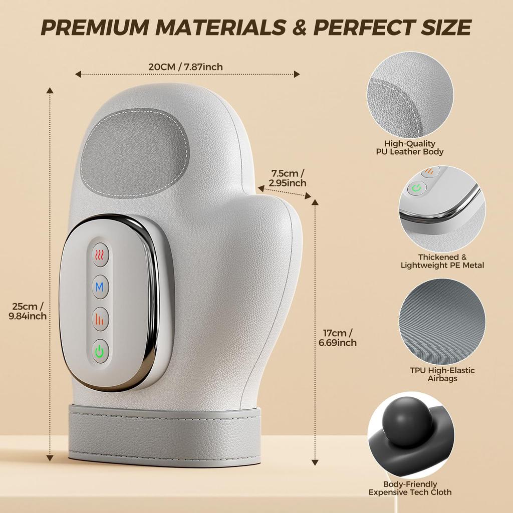 Hand Massager with Airbag Compression Finger Wrist Palm Massage Machine Vibration Glove for Hand Muscle Relax for Men Women Gift