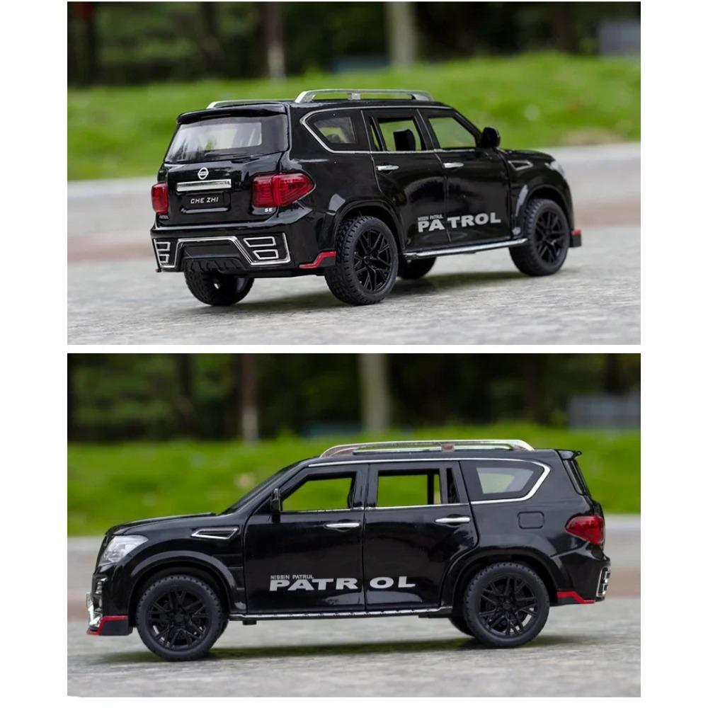Nissan Patrol, Metall-Druckguss-Geländewagenmodell im Maßstab 1:24, Spielzeug für Jungen, Legierungsmodell mit Sportpaket, 6 Türen zum Öffnen, A303