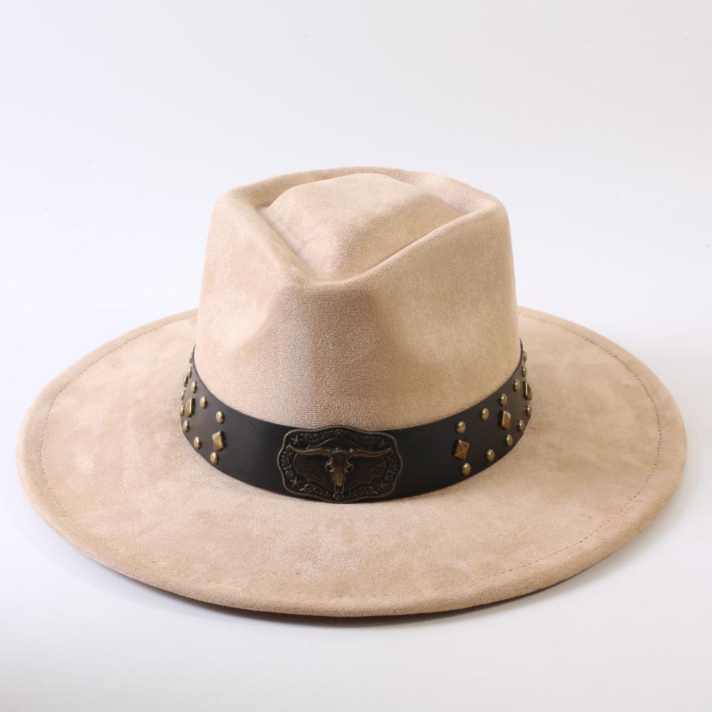 Popular European and American Style Suede Big-brimmed Top Hat, Men's and Women's Classic Fashion Western Cowboy Hat
