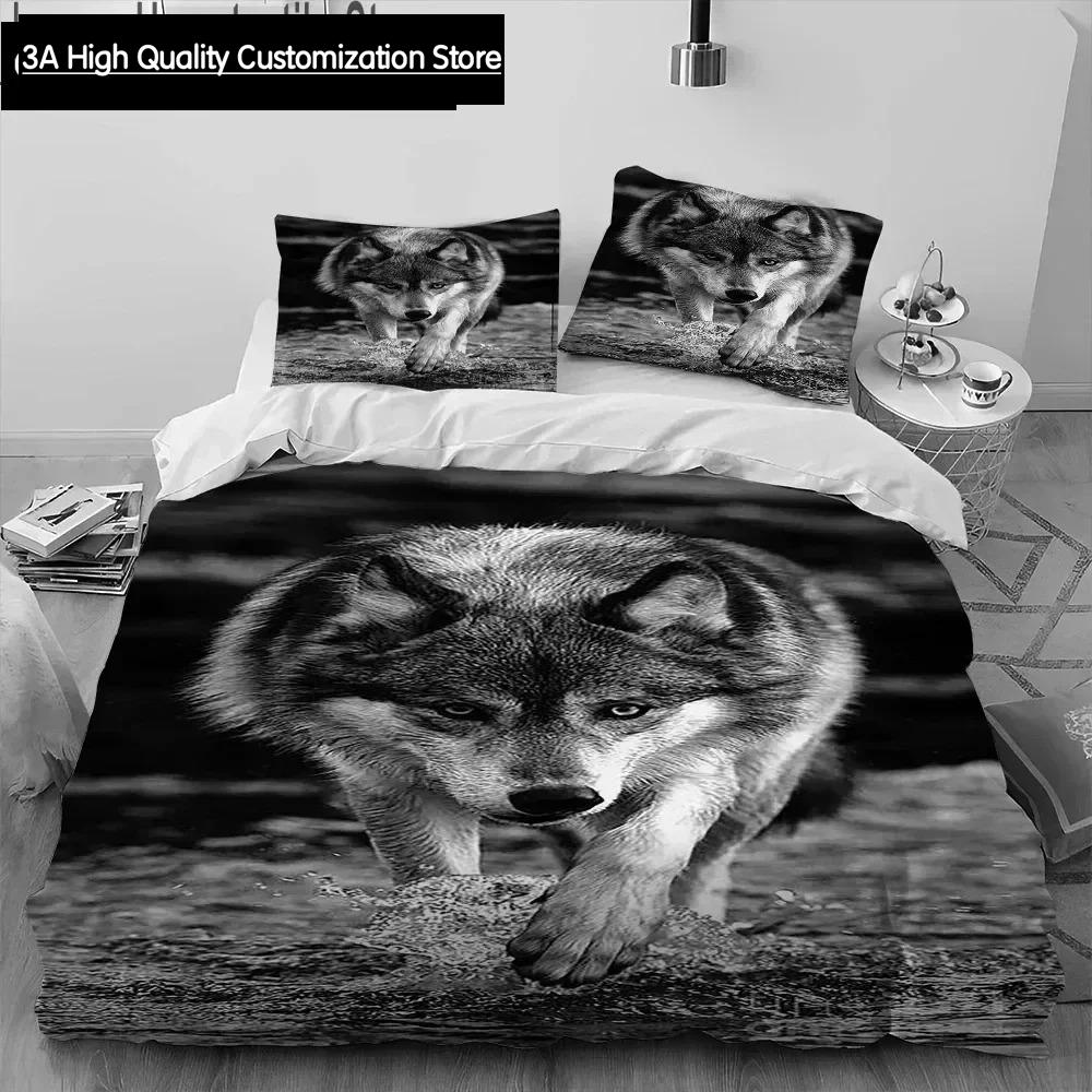 3D Print Tiger Leopard Wolf Animal Luxury Comforter Bedding SetDuvet Cover Bed Quilt Cover Pillowcase Queen Size Bedding Set