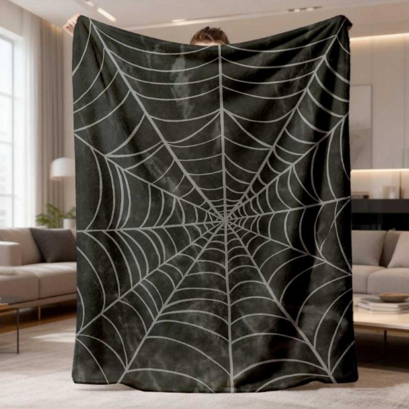Vintage Spider Web Texture Print Throw Blanket, Soft, Couch, Lounge, Workspace, Ideal for Casual Gatherings, Anniversary Present