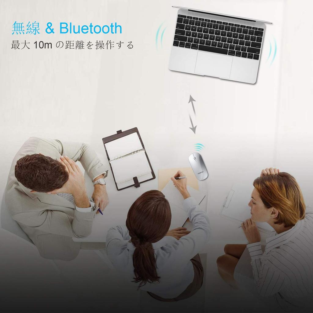 FENIFOX Bluetooth Wireless Quiet Bluetooth Small Mini Optical Mouse with Quiet Silent Wireless for and MacBook and Mouse, Ultra-Thin Mouse, 3-Button