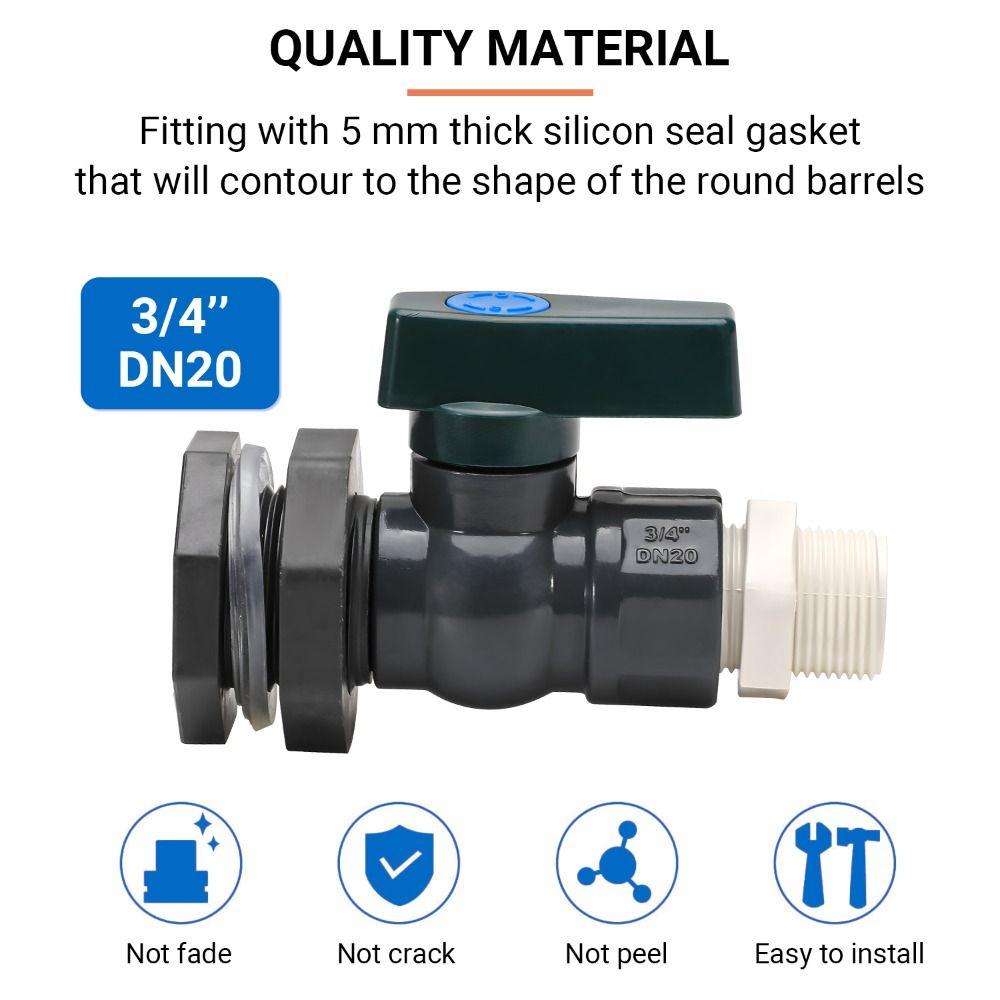 PVC Rain Barrel Valve With Inner Connection Fitting Adapter Rain Barrel Diverter Kit