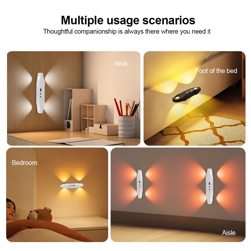 Smart RGB Night Light Magnetic Motion Sensor Rechargeable Wall Lamp for Bedroom Bathroom Closet Garden Home Decor