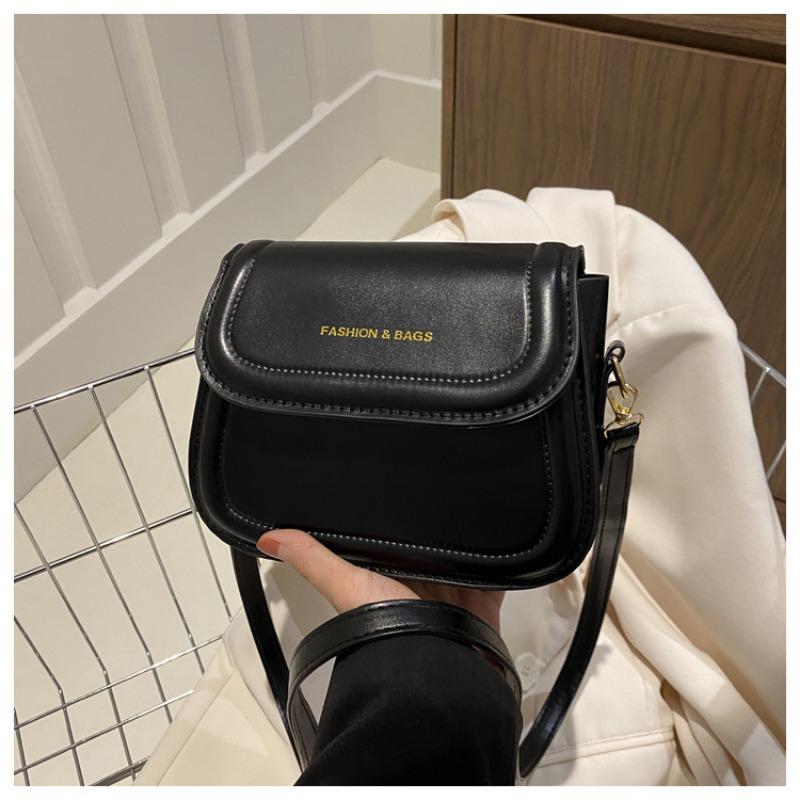 

Простая маленькая квадратная сумка с круглой строчкой, женская сумка, зима, новая, высококлассная, однотонная, через плечо чёрный