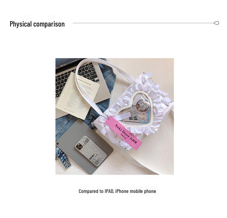 Sac Ita Cœur en Dentelle Anime Doux & Cool Épicé pour Femmes - Petit Sac Bandoulière/Épaule/Aisselle