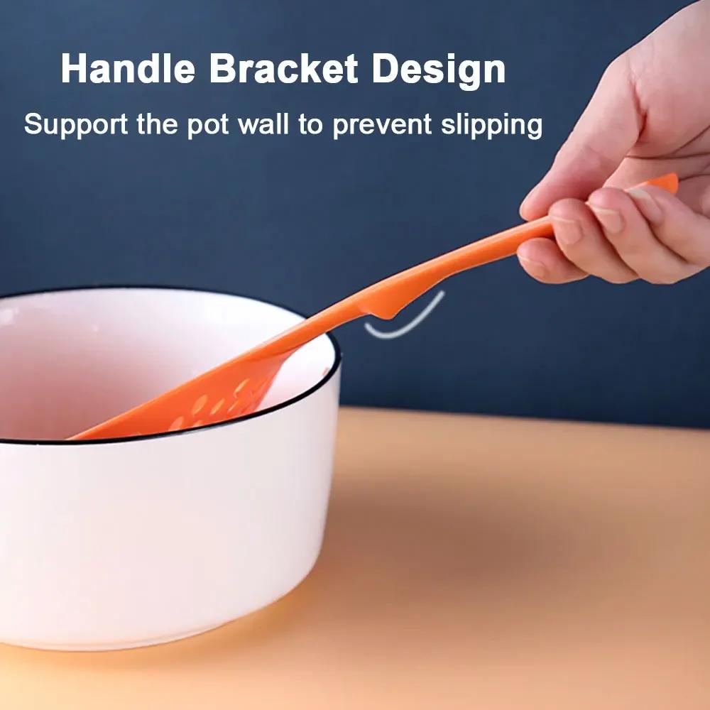 Home Kitchen Leaky Spoon Large Multi-Purpose Fishing Noodle Long Handle Non-Slip Round Strainer Drainer Eco-Friendly