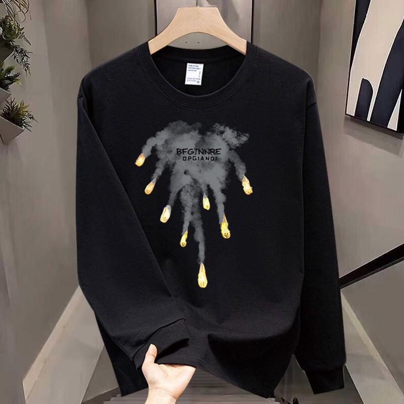 Heavy Trendy Brand Cotton T-Shirt Long-Sleeved Men'S Bottoming Shirt Trendy Autumn And Winter Men'S And Women'S Crew Neck Sweater