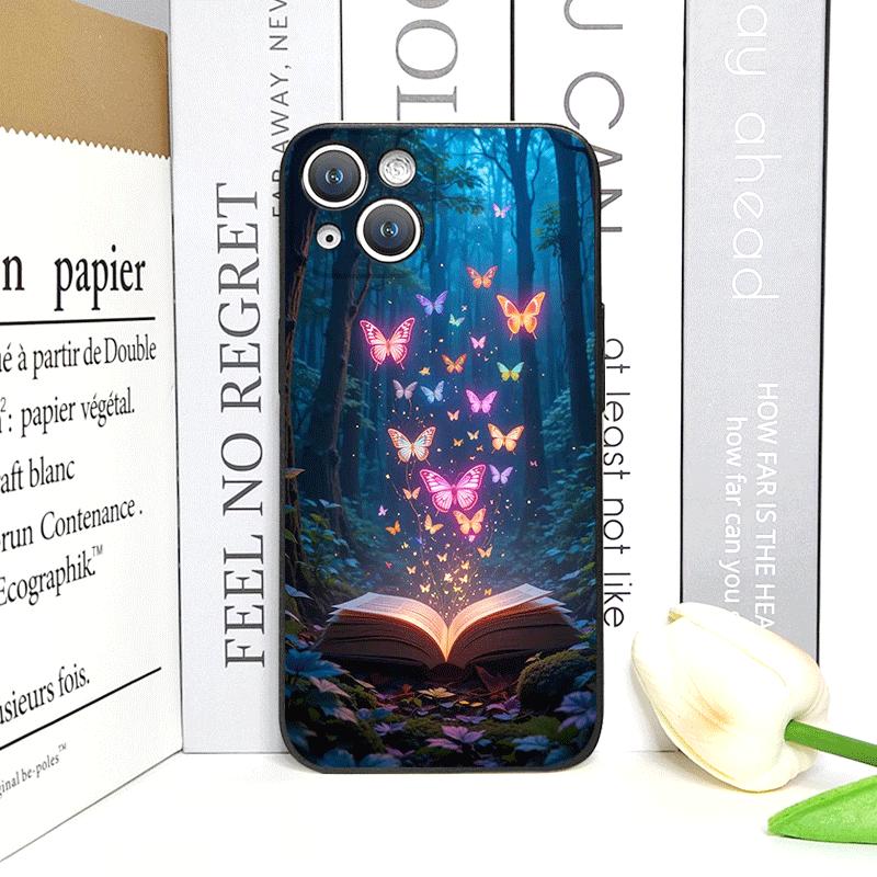 Beautiful Forest Butterfly Book Printed Phone Case for iPhone 17 16 12 11 14 13 15 Pro Max Mini X XS MAX XR 7 8 Plus Soft Cover