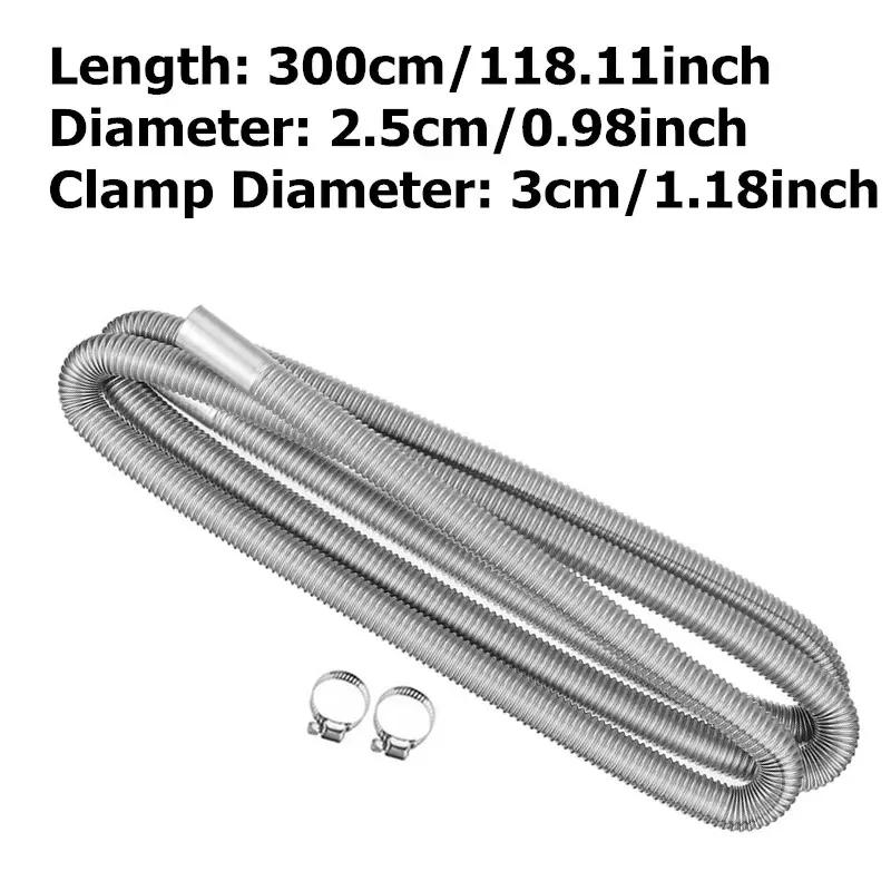 2X 60cm 100cm 120cm 150cm 200cm 250cm 300cm Air Diesel Parking Heater Stainless Steel Exhaust Pipe Tube Vent Hose Car Truck Van