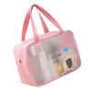 Cosmetic Bag PU PVC Clear Cartoon Pattern Handheld Waterproof L Size Makeup Bag for Swimming Toiletry Pink