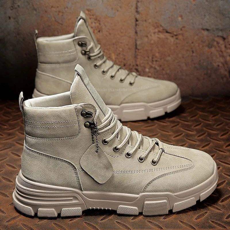 Winter Rhubarb Boots Martin Boots High-top Board Shoes Men's Work Shoes Versatile Casual Warm Cotton Shoes Tooling Shoes
