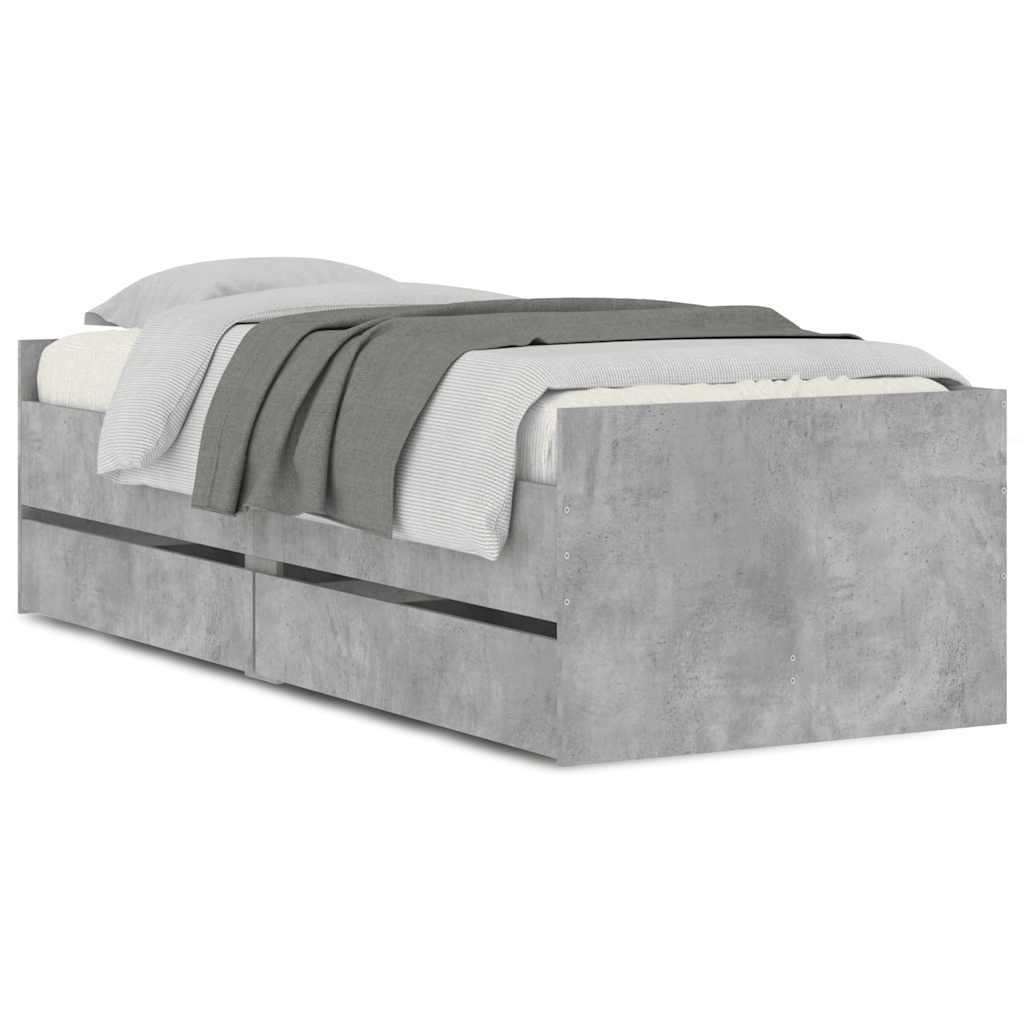 Bed with Drawers Concrete Grey 75 X 190 Cm
