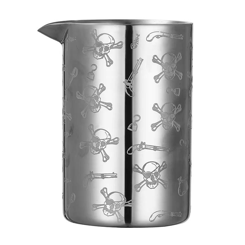 Cocktail Mixing Glass Etched W Spirit Pattern Double Walled Stainless Steel Pitcher Design Bartending Glasses Barware Essentials