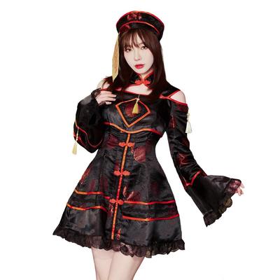 Brightlara Women's Halloween Costume, Chinese Jiangshi Jiangshi Costume, cos066-BK-L