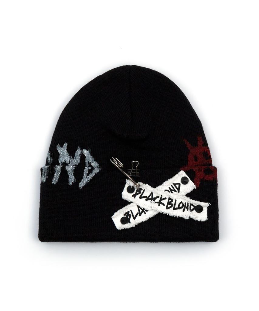 BLACKBLOND Bibbidi Graffiti Logo Patch Beanie (Black)