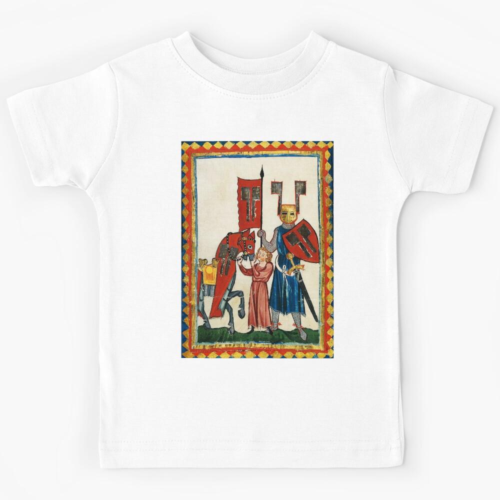 GERMAN EPIC POET AS TEUTONIC KNIGHT MEDIEVAL MINIATURE WITH WILD ROSES Kids T-Shirt 160