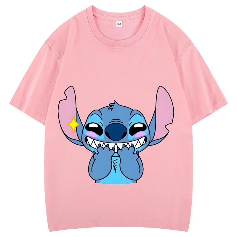 Stitch White T-shirts for Anime Fashion Short Sleeved Shirt Male Female Summer Couple Tops Adults Clothes Gifts Unisex