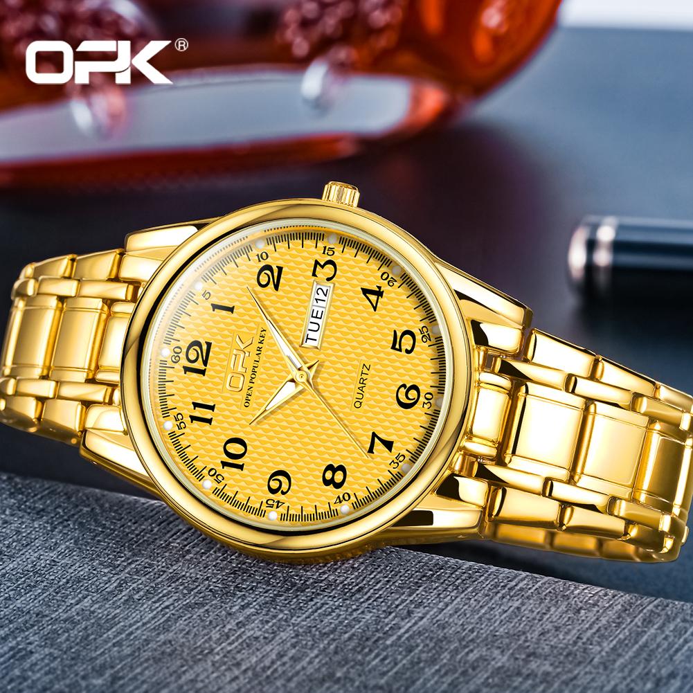 OPK 8110 Men's Calendar Week Quartz Watch Steel Belt Waterproof