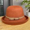 New wool hemming belt buckle dome bucket hat women's autumn and winter versatile British top hat tide
