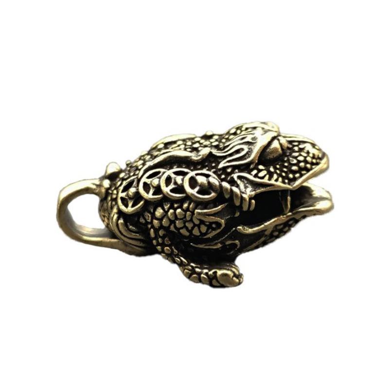 Retro Copper Three-foot Toad Bell Figurines Home Decorations Accessories Crafts Brass Feng Shui Tea Pet Desktop Ornament Decors