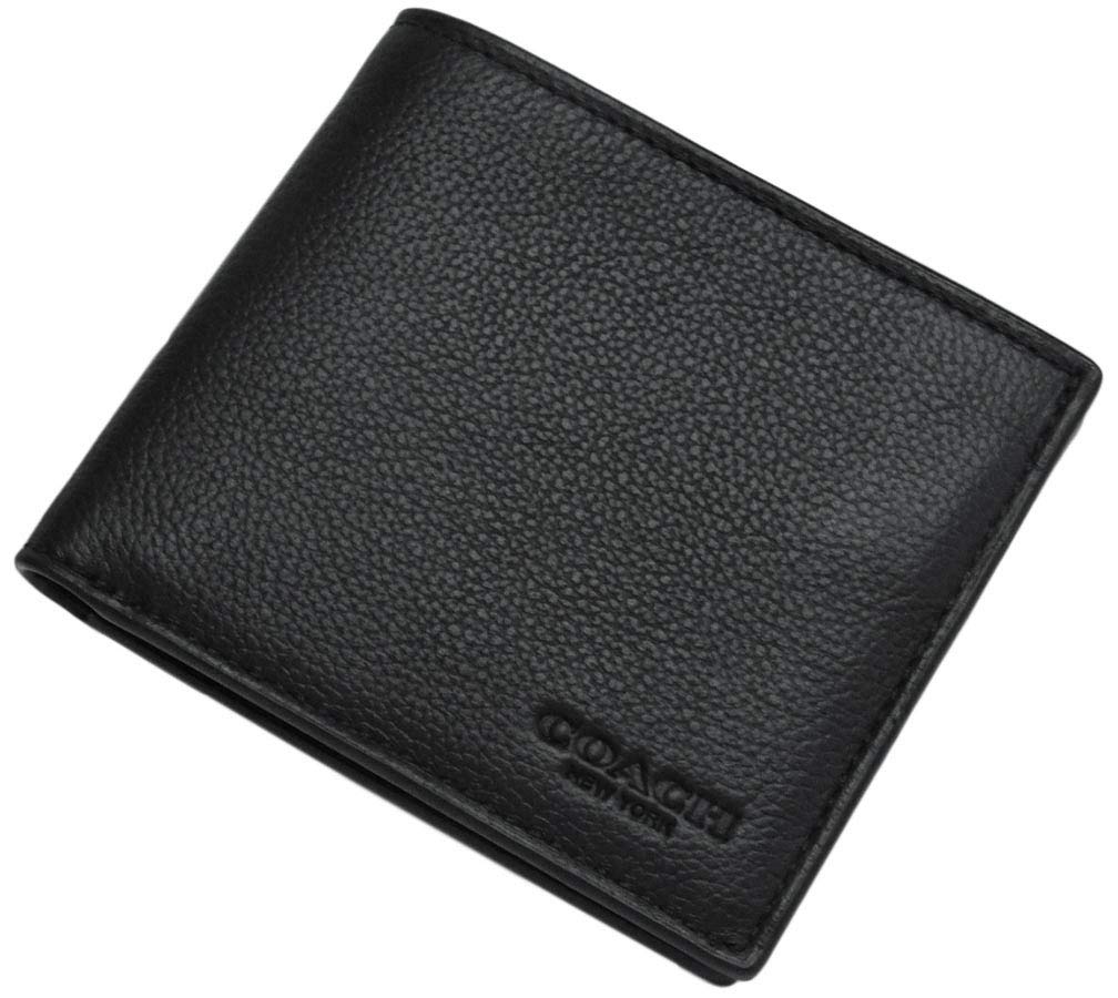 Coach Outlet Wallet Bifold Billfold Wallet with ID Outlet F67630-QB/BK Men's Holder, Leather, Black,
