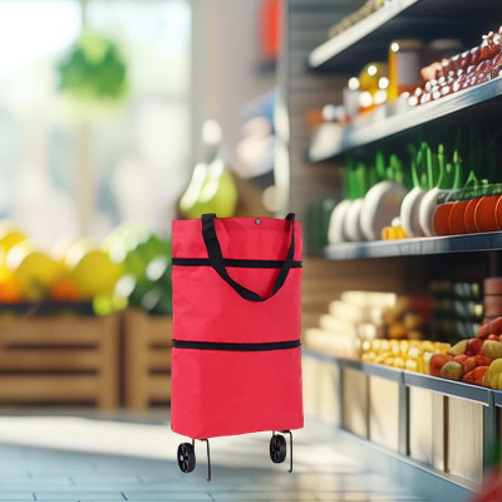 

Сумка для покупок на колесиках, складная, 2 в 1, с колесами, наплечная тележка для овощей на кухне красный