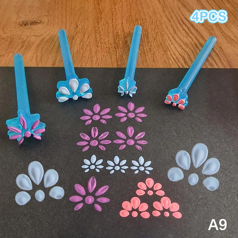 4/5PC Dot Painting Pen Embossing Tool Art Stamp Pen DIYGraffiti Flowers Butterflies Moon Pattern Flower Floral Dotting Tools Set