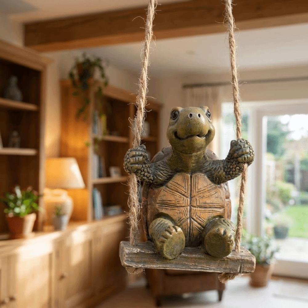 Resin Swing Turtles Statue Craft Funny Hanging Ornaments Creative Animal Figurines Sitting Turtles Sculptures Gift