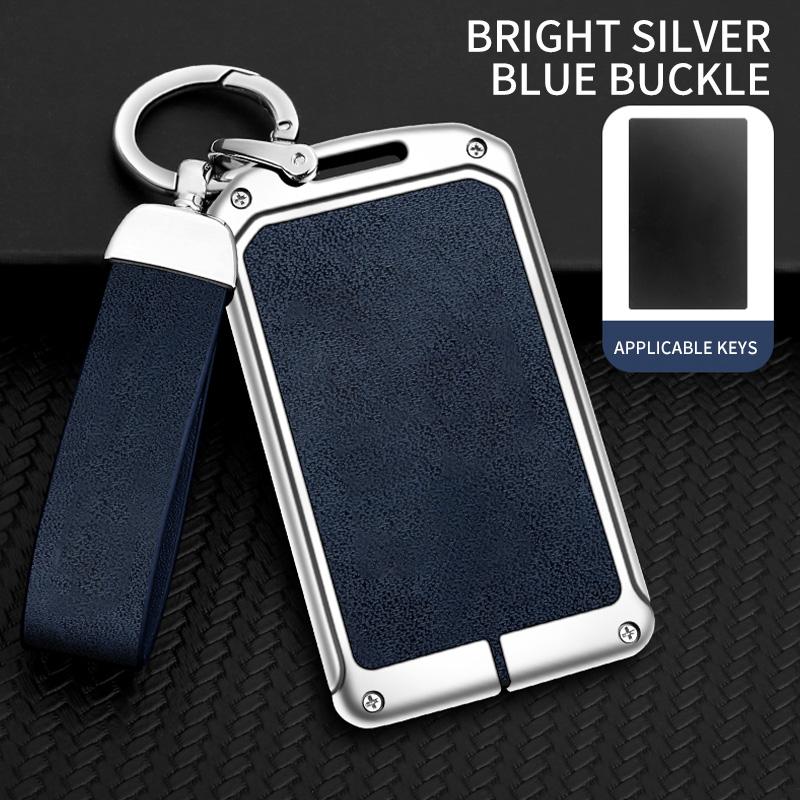 New Zinc Alloy Leather Nfc Card Car Key Case Cover Holder Fob Protector Shell For Tesla Model Y Model 3 Car Interior Accessories